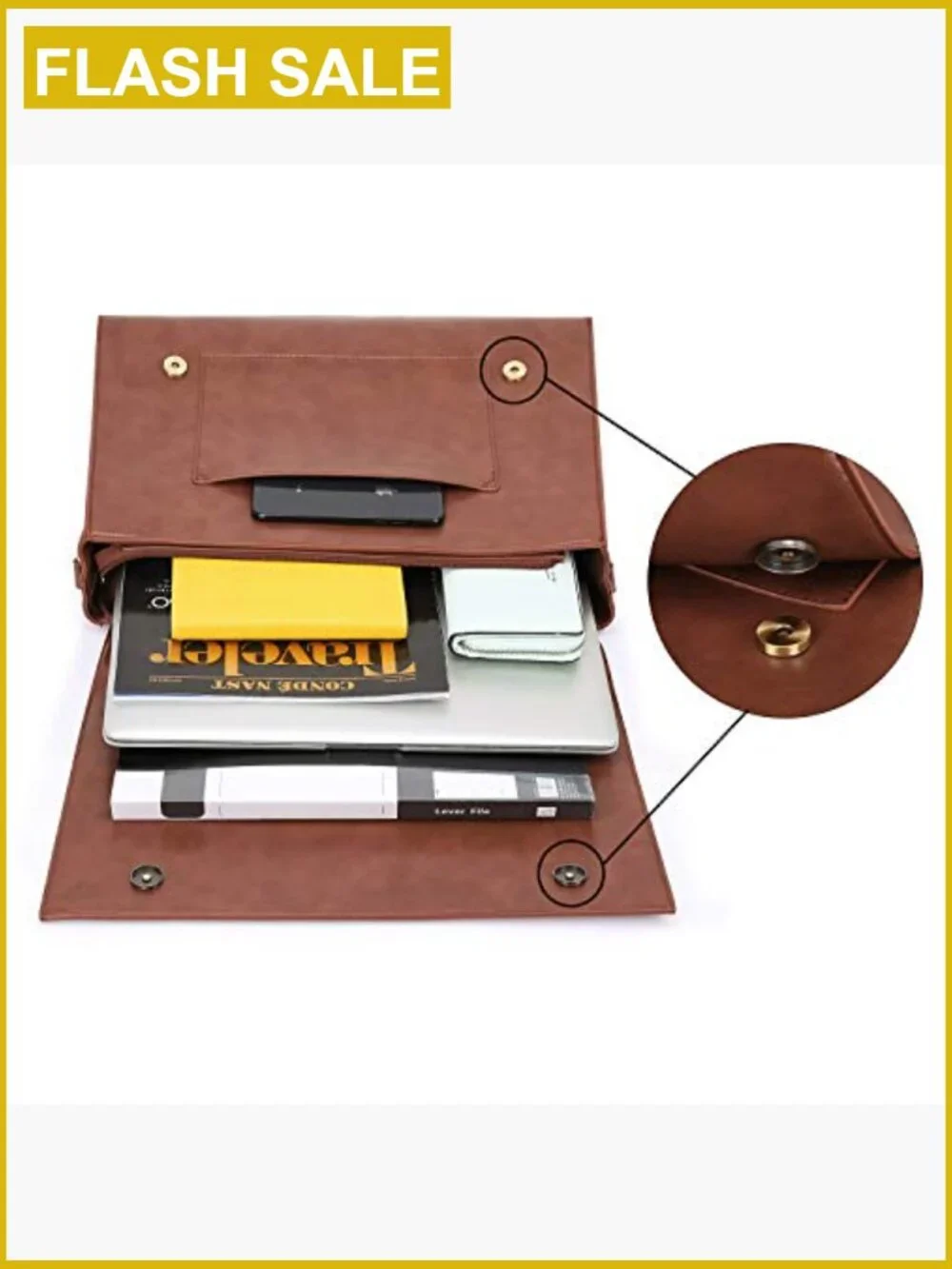 Vegan Leather Laptop Briefcase Satchel Bag for Work